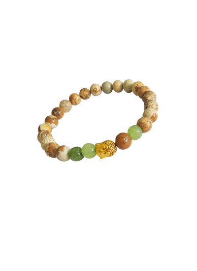 Buddha Face Jasper Green Aventurine Agate Stone Bracelet